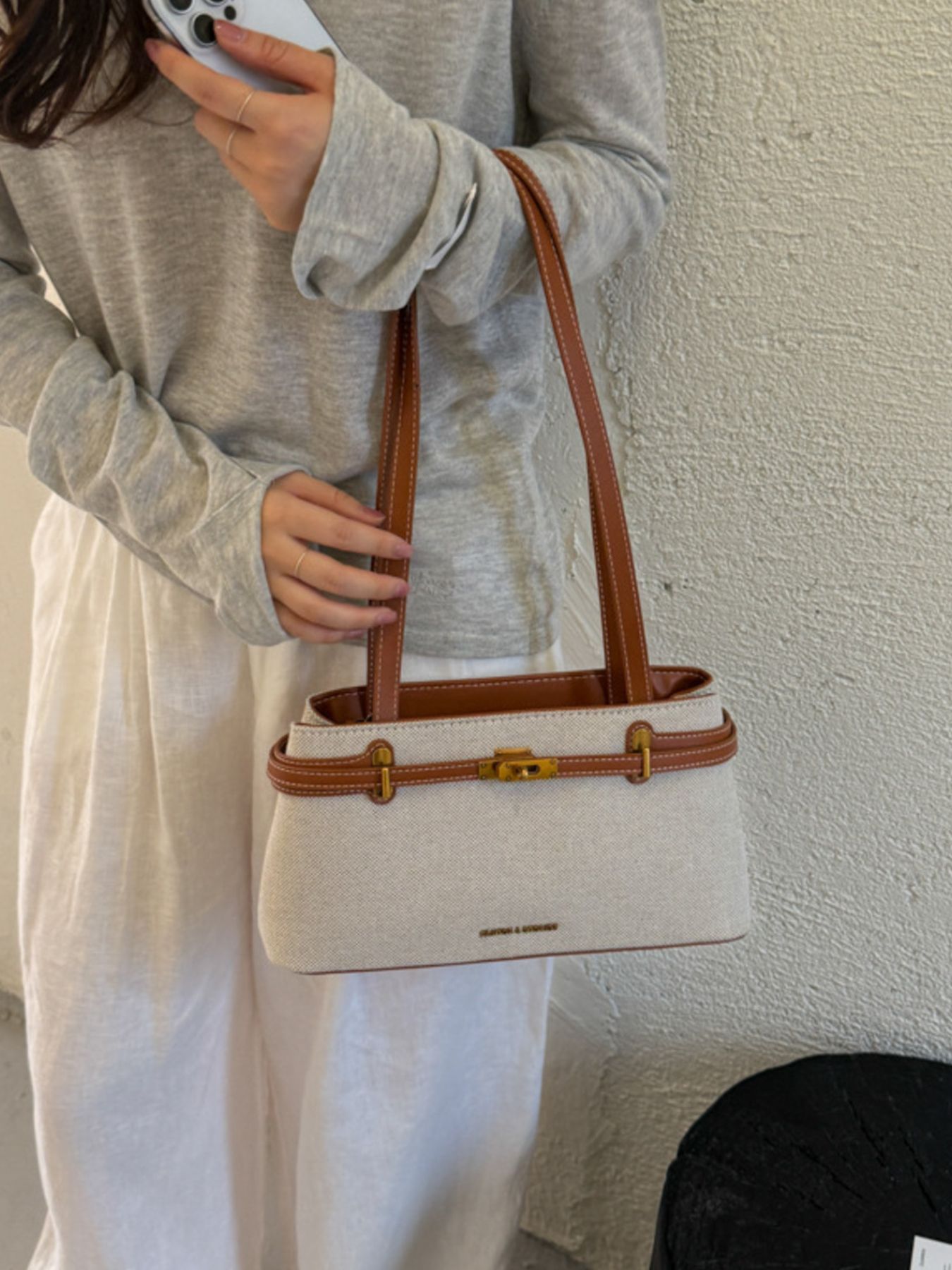 Decorative Buckle Shoulder Bag