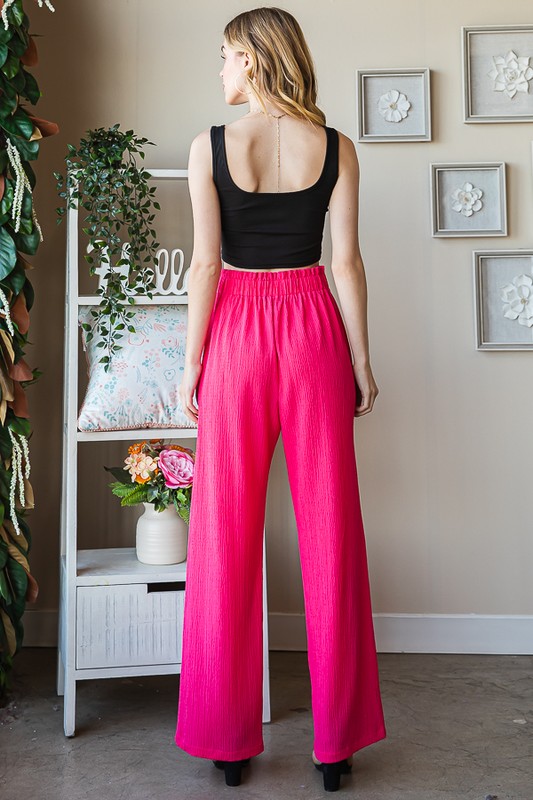 Full Size Front Tie Pants with Paperbag Waistband Plus Size