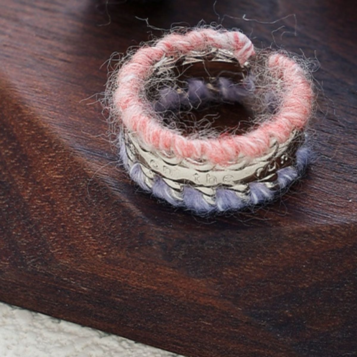 Brass Yarn-Wrapped Open Ring