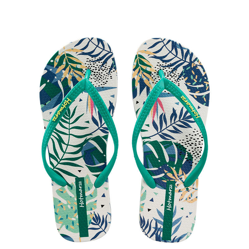 Tropical Leaf Print Summer Slippers