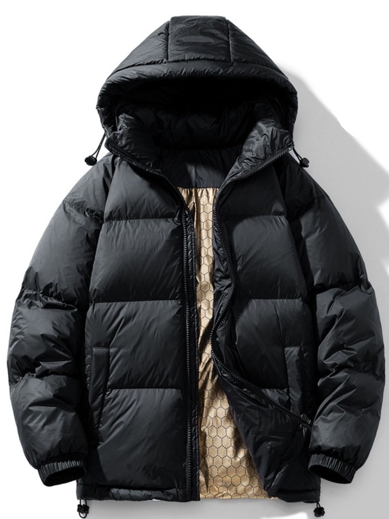 Men's Full Size Zip Up Warm Padded Hooded Puffer Jacket Plus Size