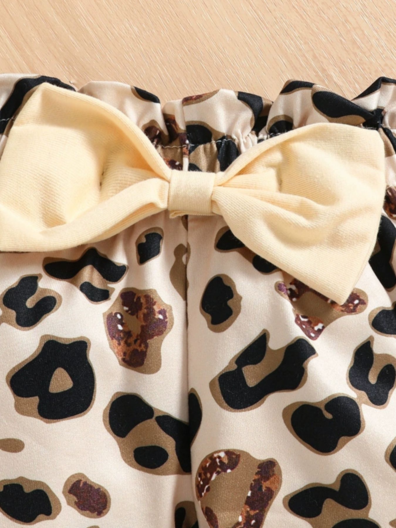 Children's Leopard Bow Top and Shorts Set with Headband