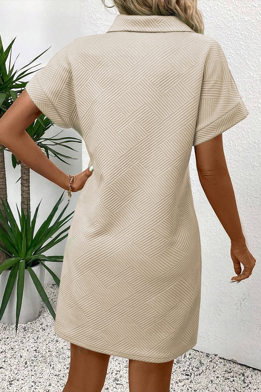 Button Front Short Sleeve Mini Dress