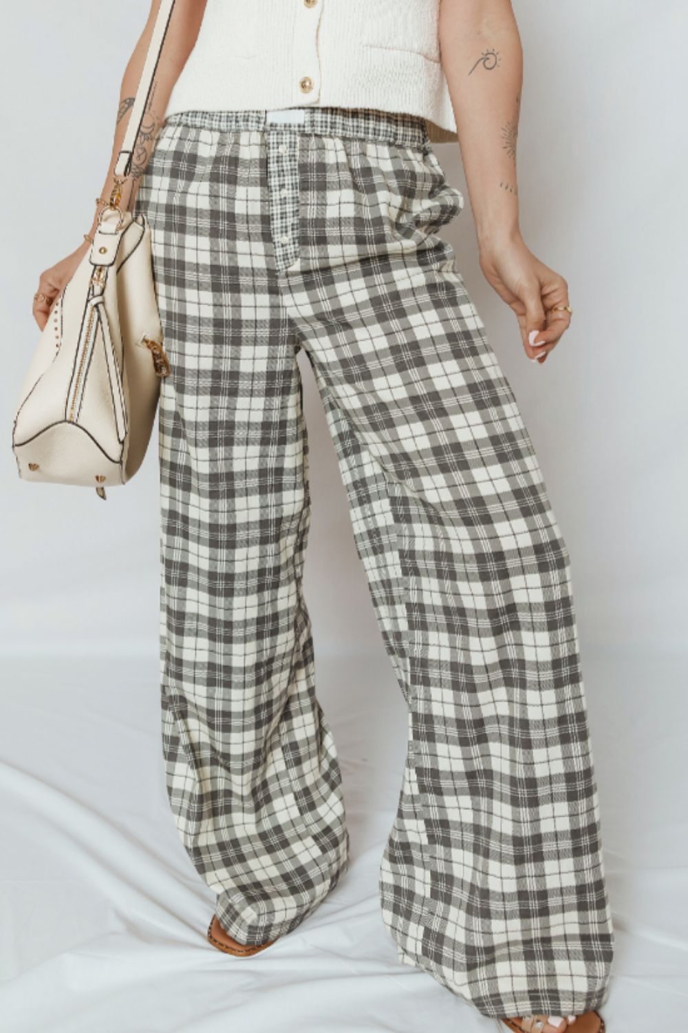 Plaid Wide Leg Pants