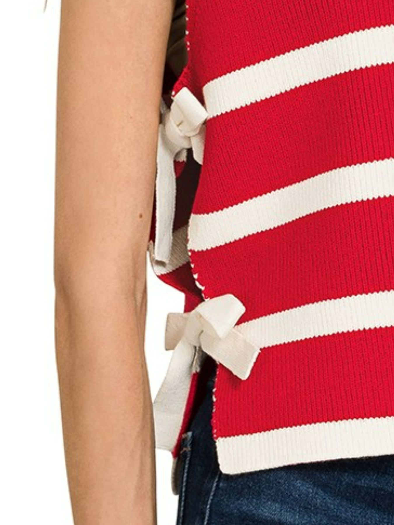 Side Tie Stripe Sweater Vest