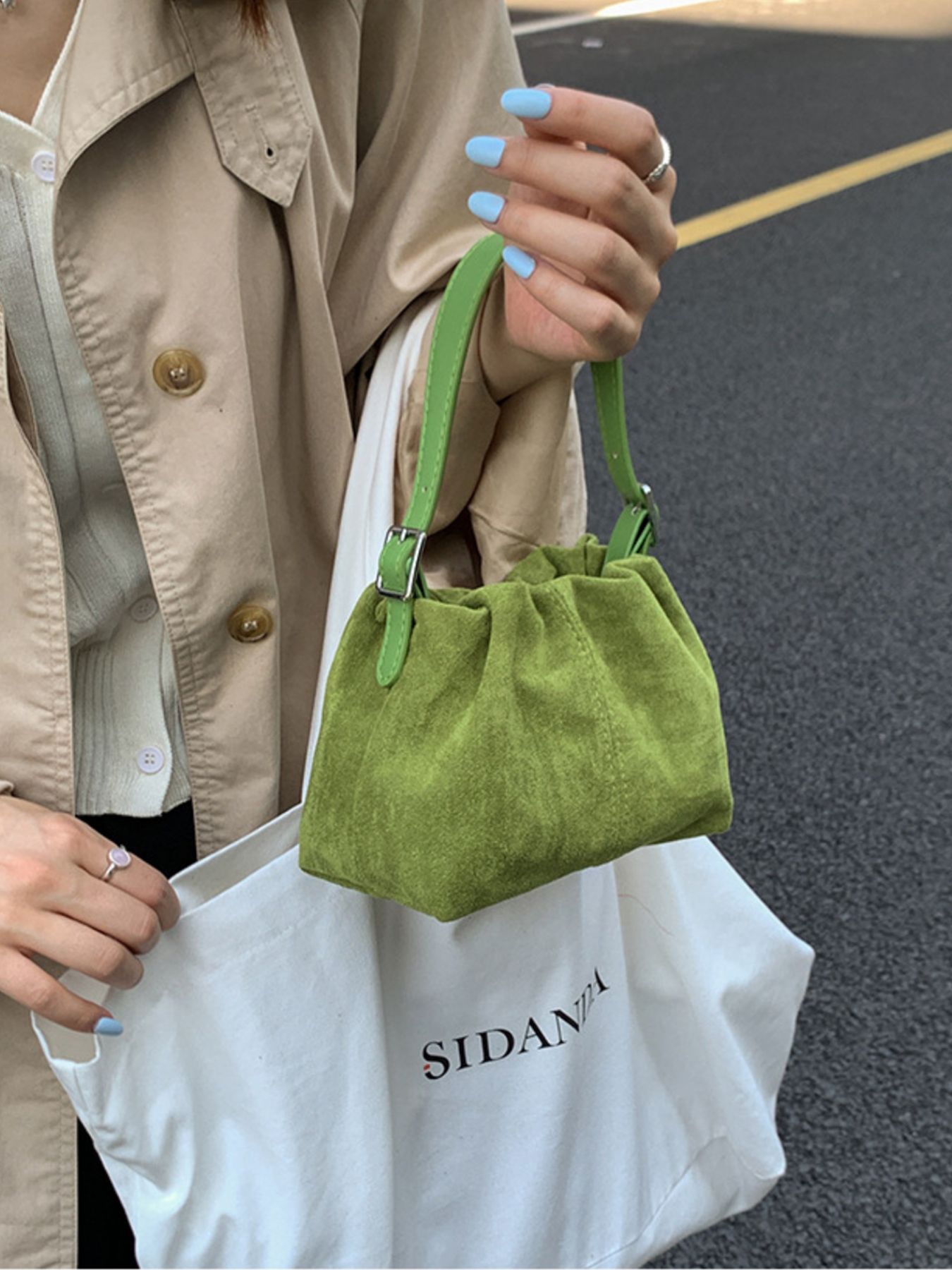 Suede Adjustable Strap Crossbody Bag