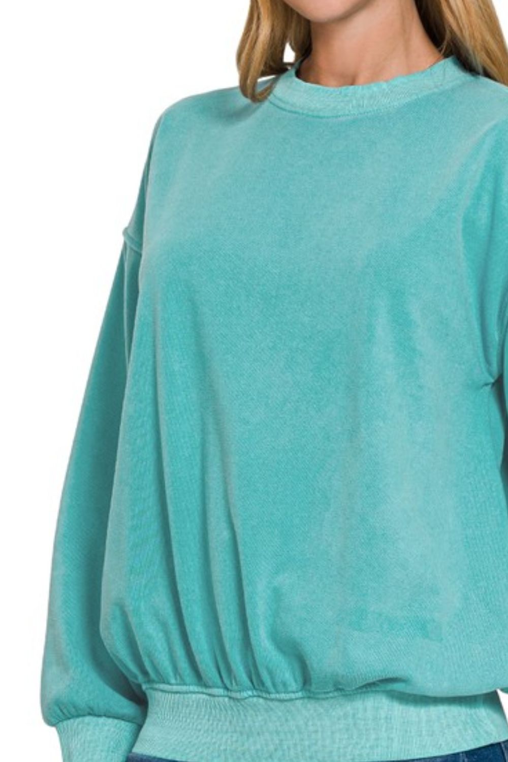 Soft Fleece Pigment Dye Round-neck Sweatshirts