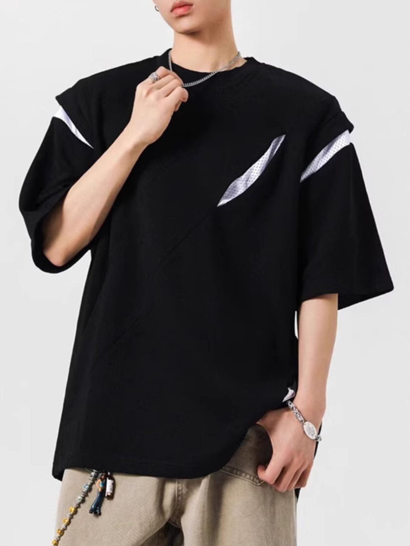 Men's Full Size Oversized Streetwear Short Sleeve T-Shirt Plus Size