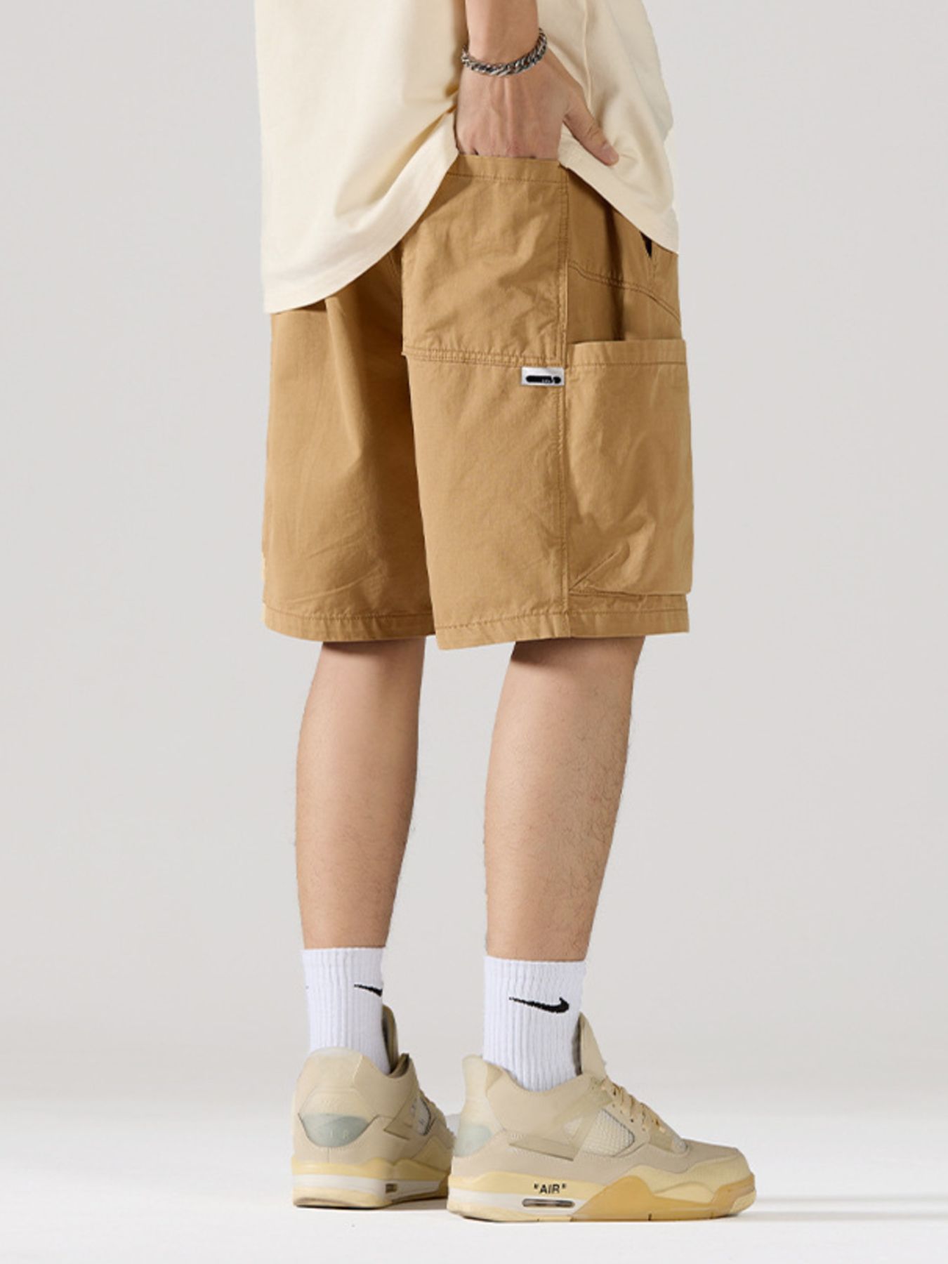 Men's Full Size Casual Cargo Shorts with Drawstring Plus Size