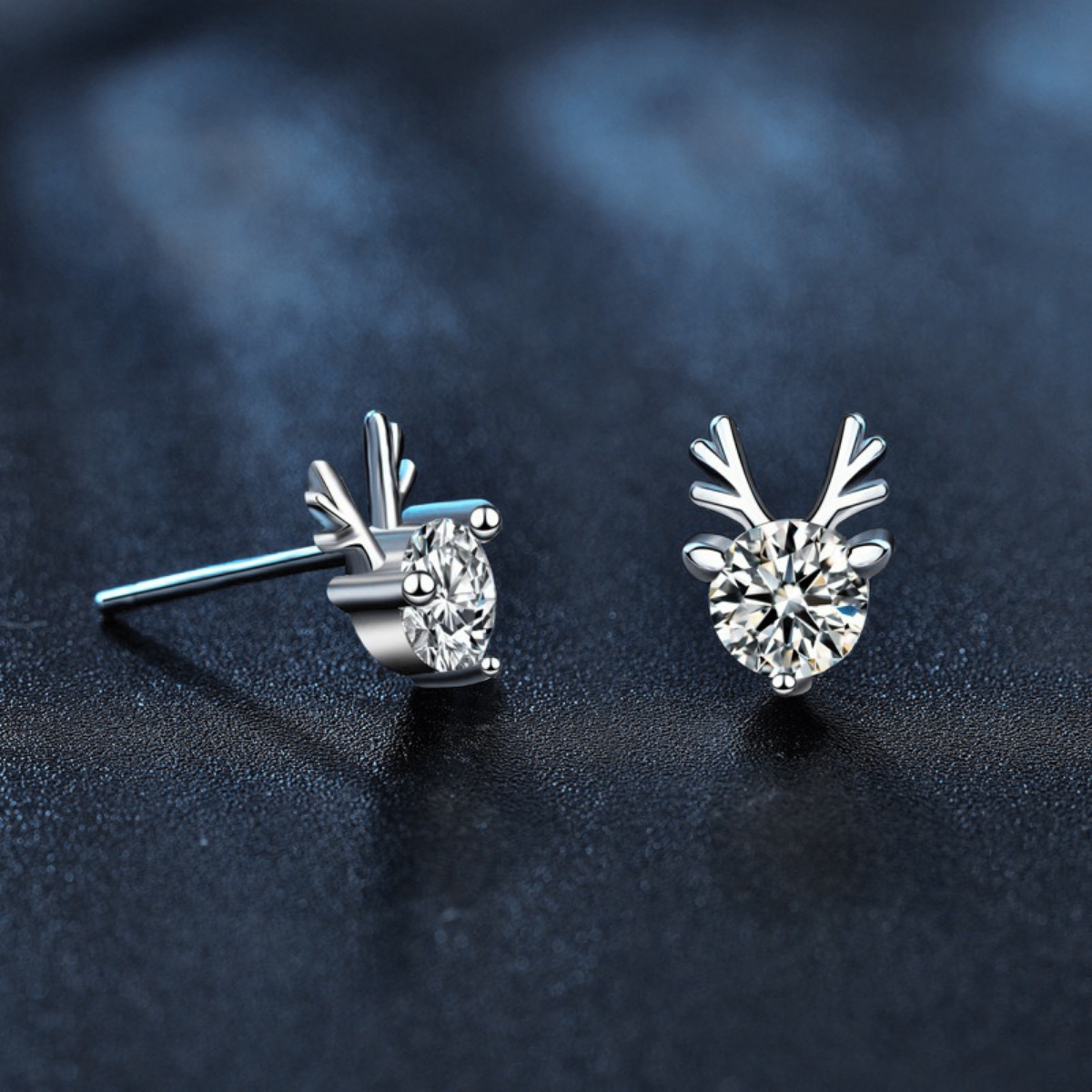 925 Sterling Silver Deer Stud Earrings