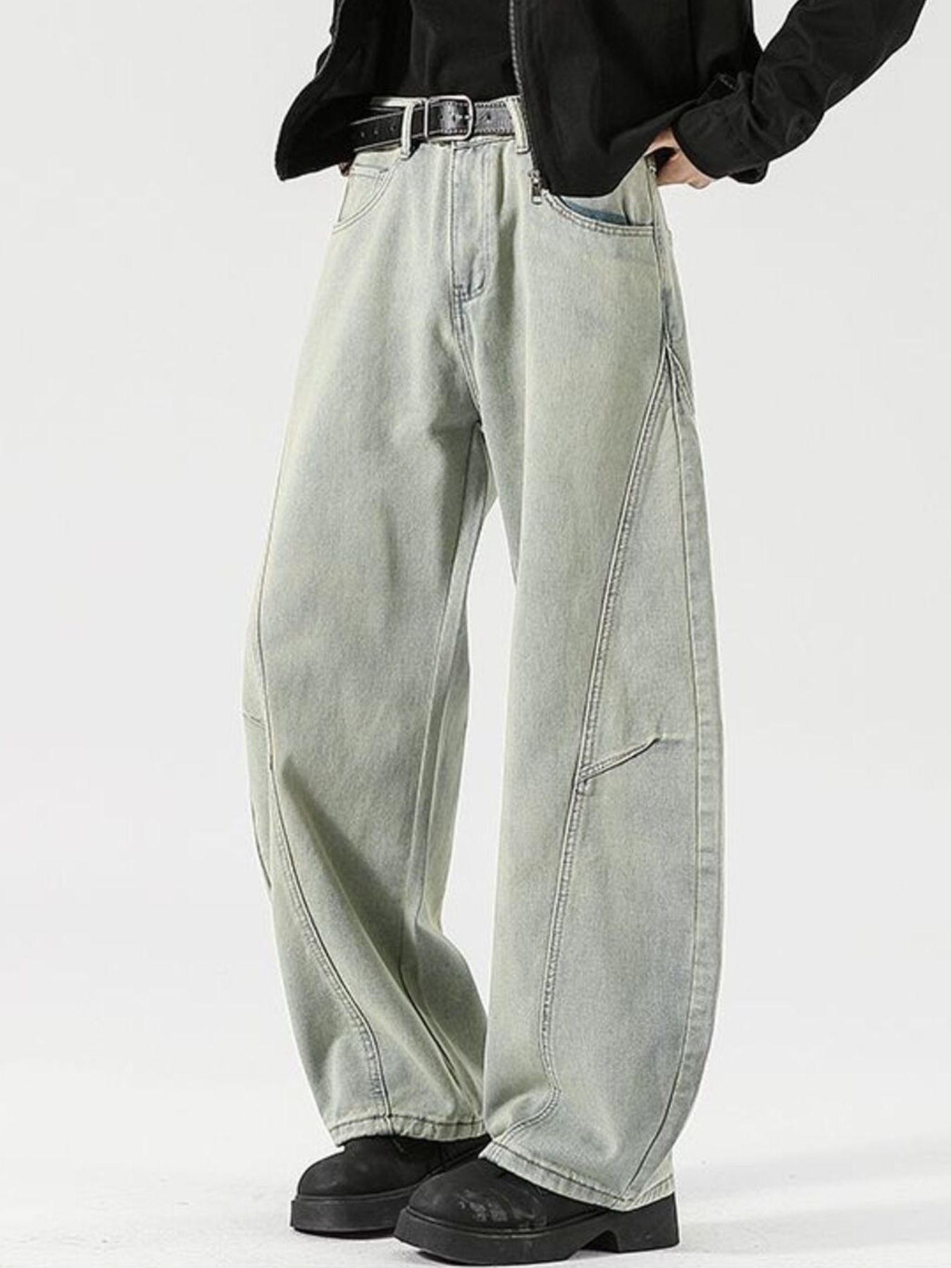 Men's Full Size Washed Wide Leg Jeans Plus Size