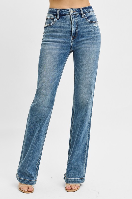 Full Size Distressed Detail Bootcut Jeans Plus Size