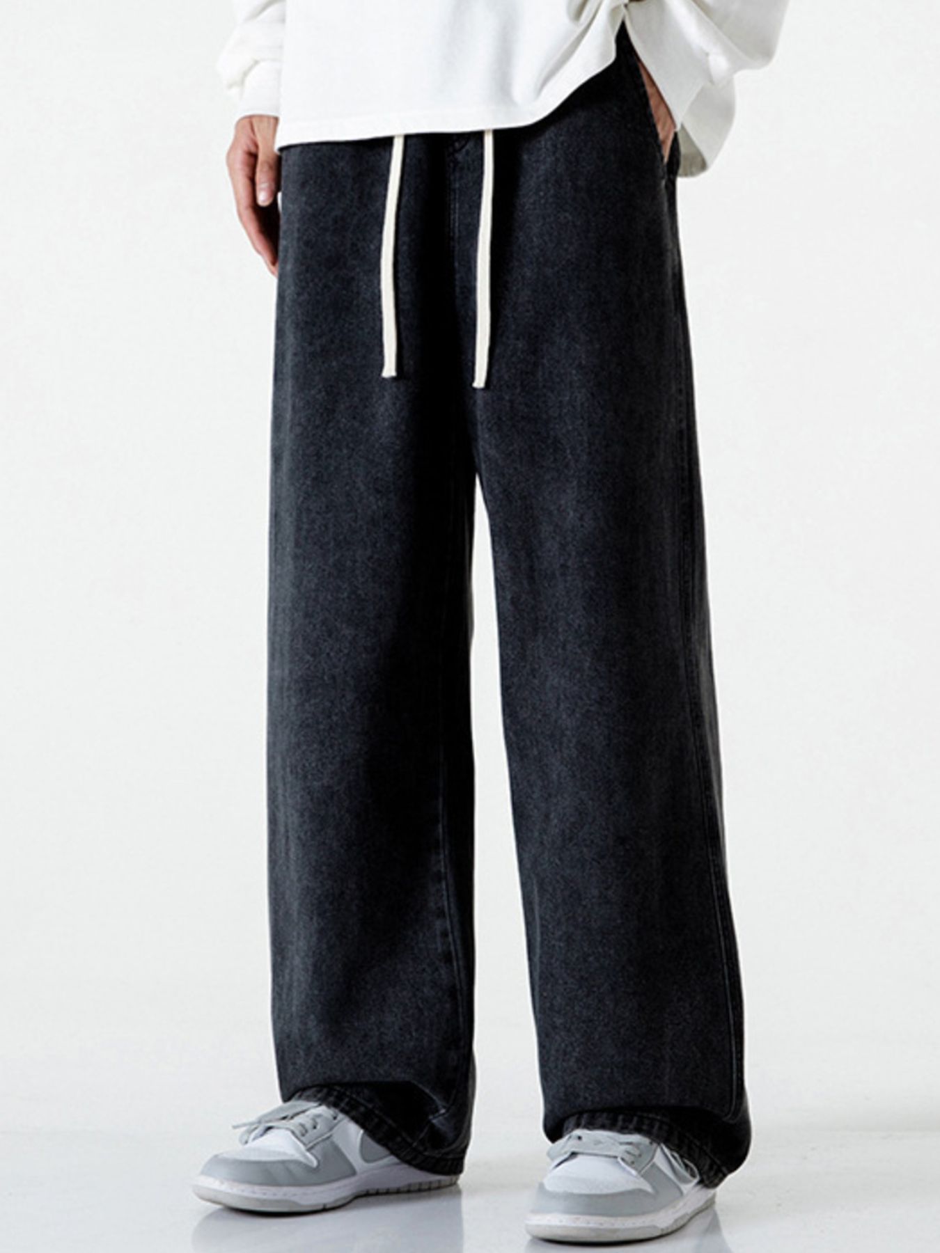 Men's Full Size Vintage Wash Wide Leg Jeans Plus Size