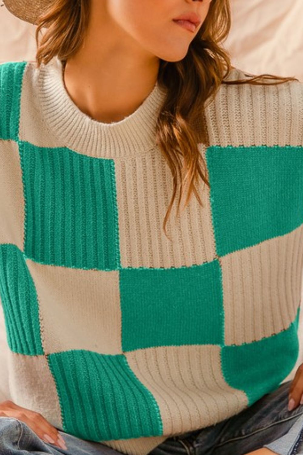 Check Plaid Casual Sweater Top