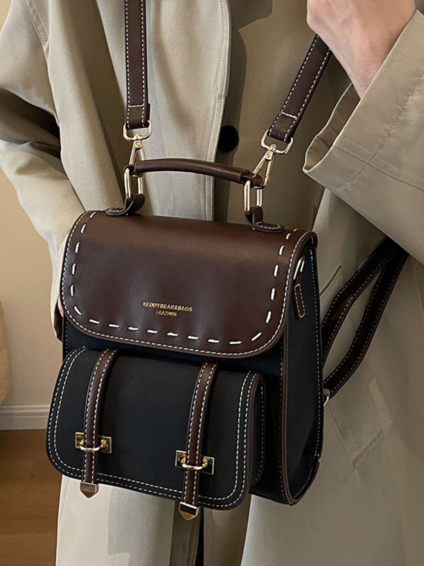 Vintage Style Leather Backpack Bag