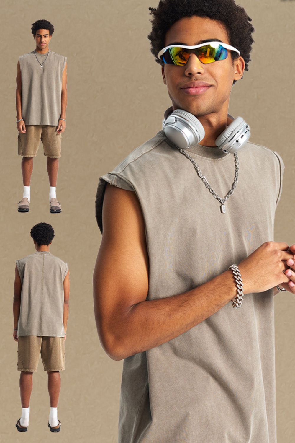 Men's Solid Color Round Neck Tank