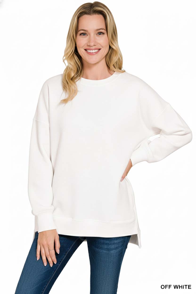 Fleece Hi-low Boyfriend Sweatshirts with Pockets