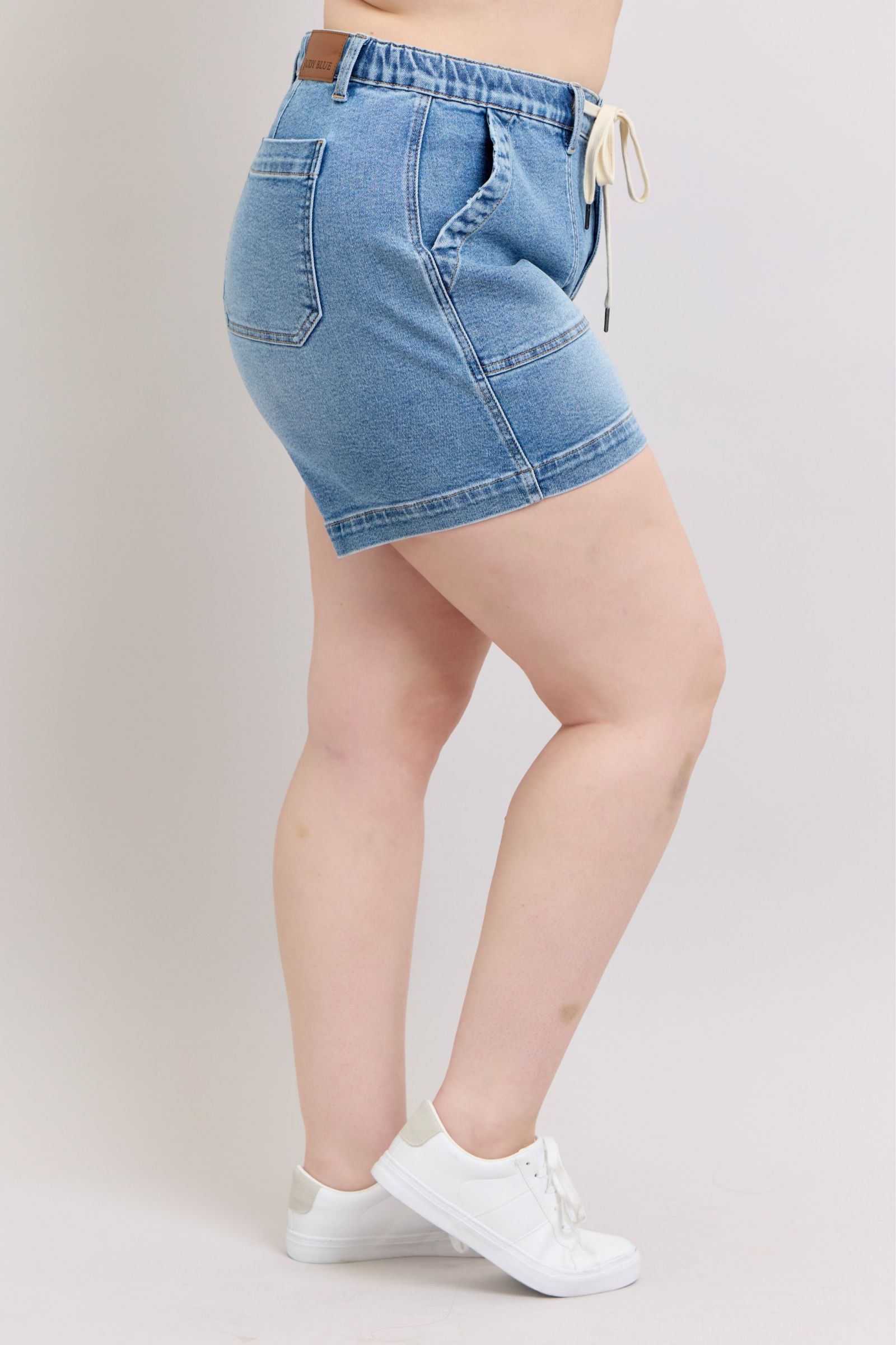 Plus Size High Waist Vintage Wash Denim Shorts