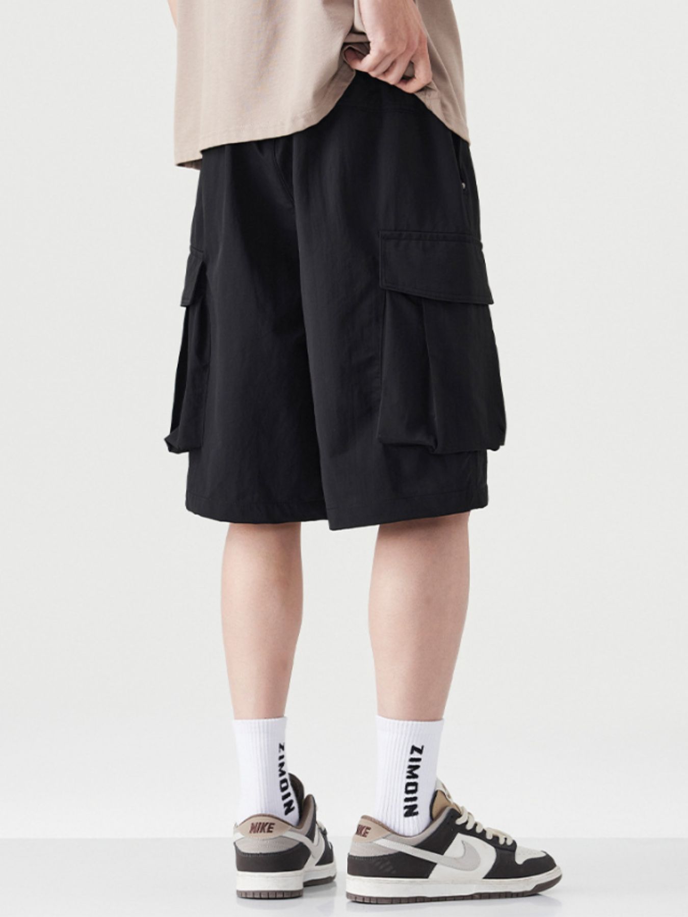 Men's Plus Size Drawstring Wide Leg Cargo Shorts