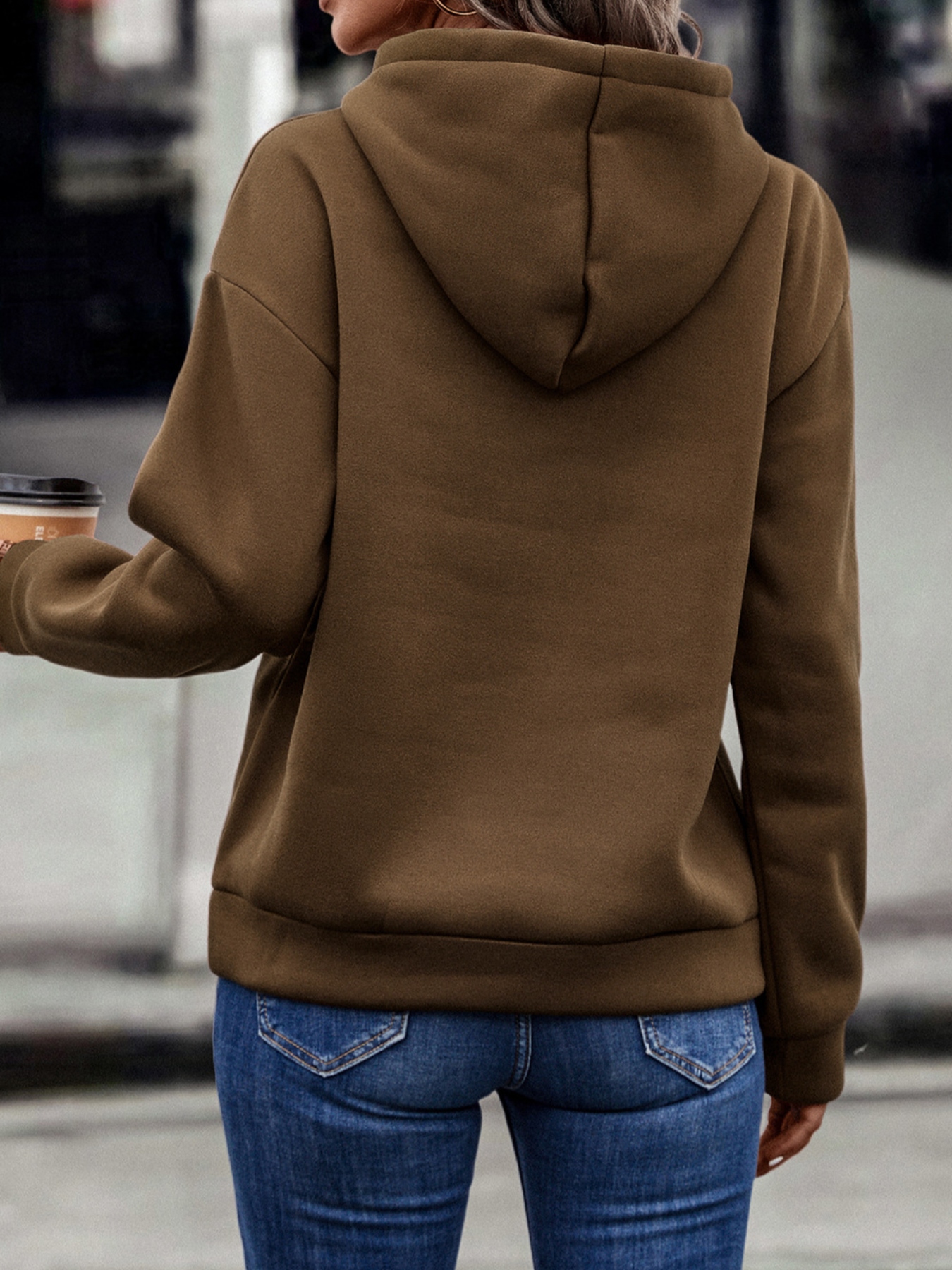 Fringe Detail Long Sleeve Drawstring Hoodie