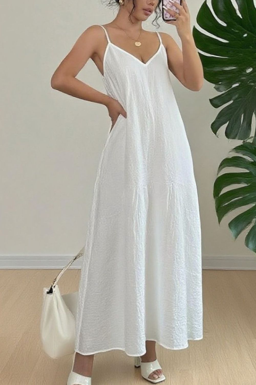 Spaghetti Strap V-Neck Maxi Dress