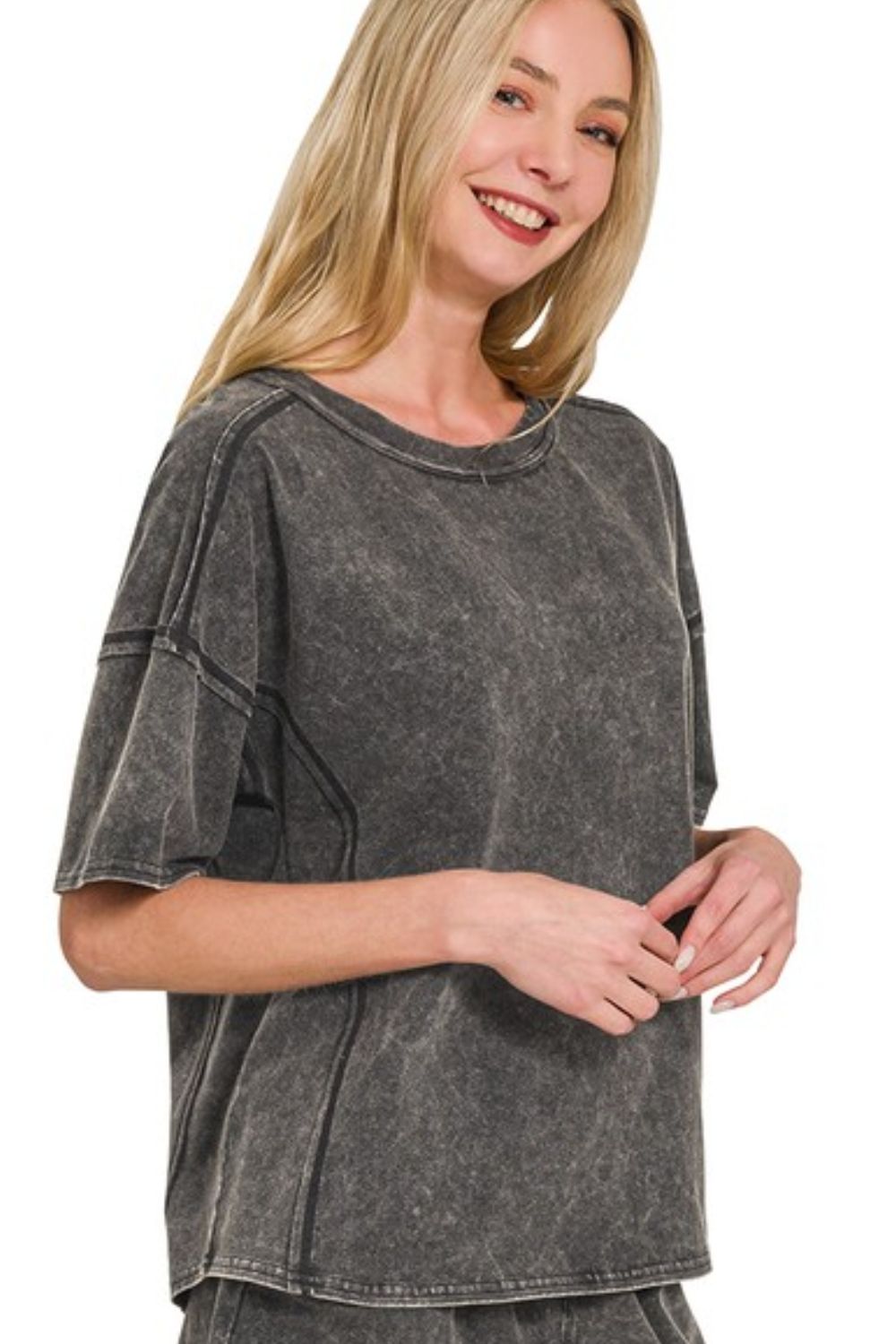 Acid Washed Short Sleeve Tee & Shorts Set