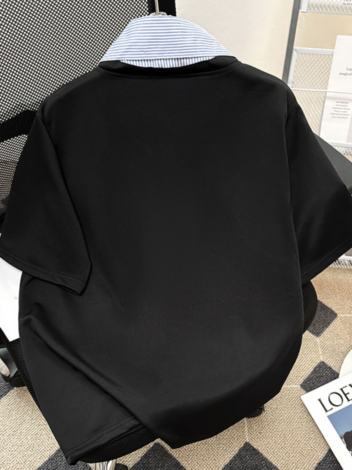 Men's Plus Size Striped Collar Half Sleeve Polo