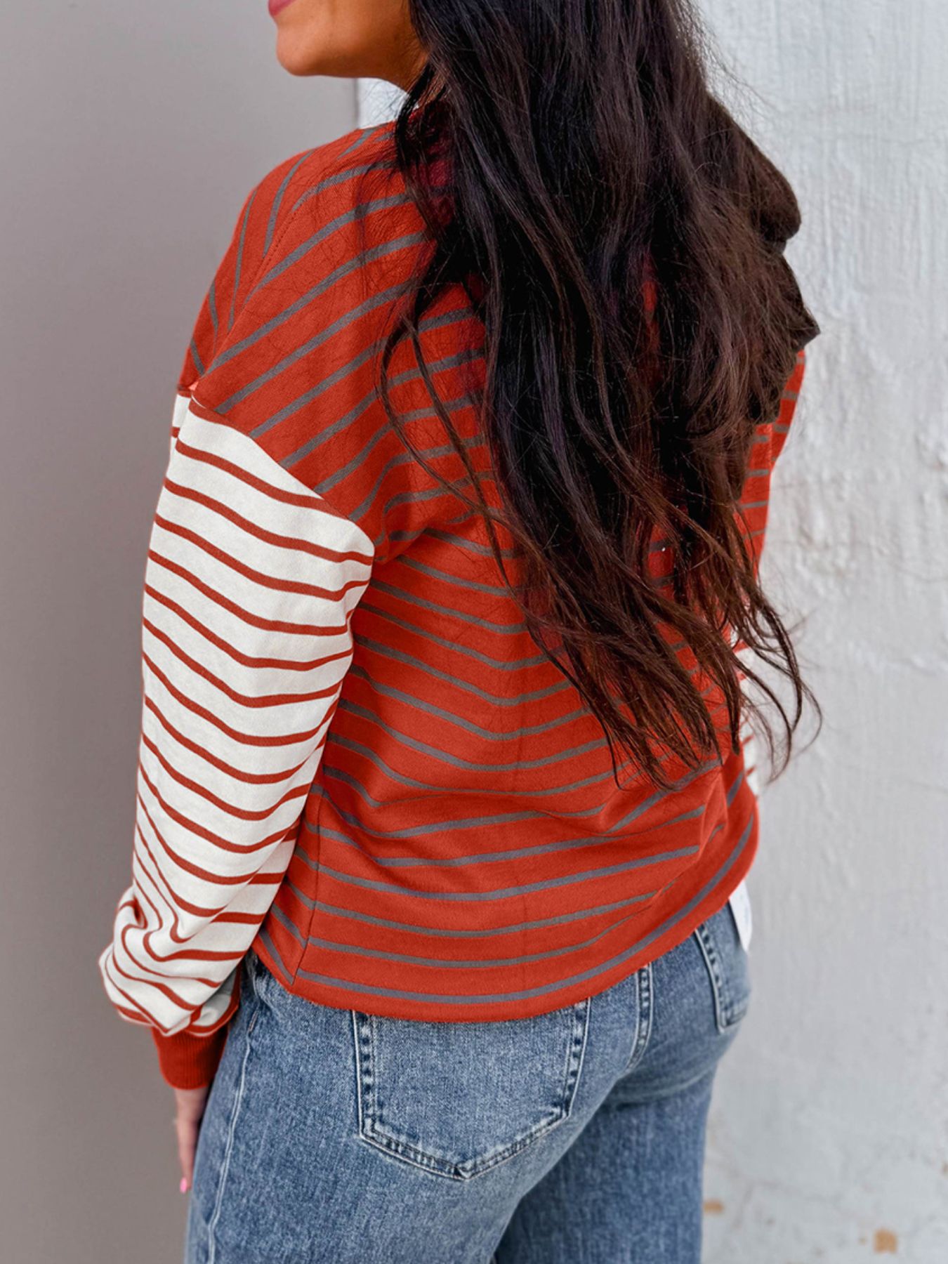 Striped Color Block Long Sleeve Sweatshirt