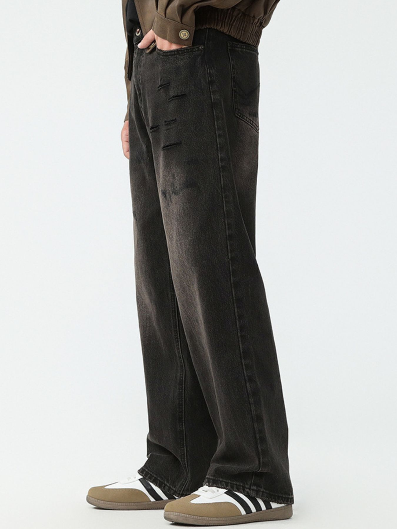 Men's Full Size Wash Wide Leg Jeans Plus Size