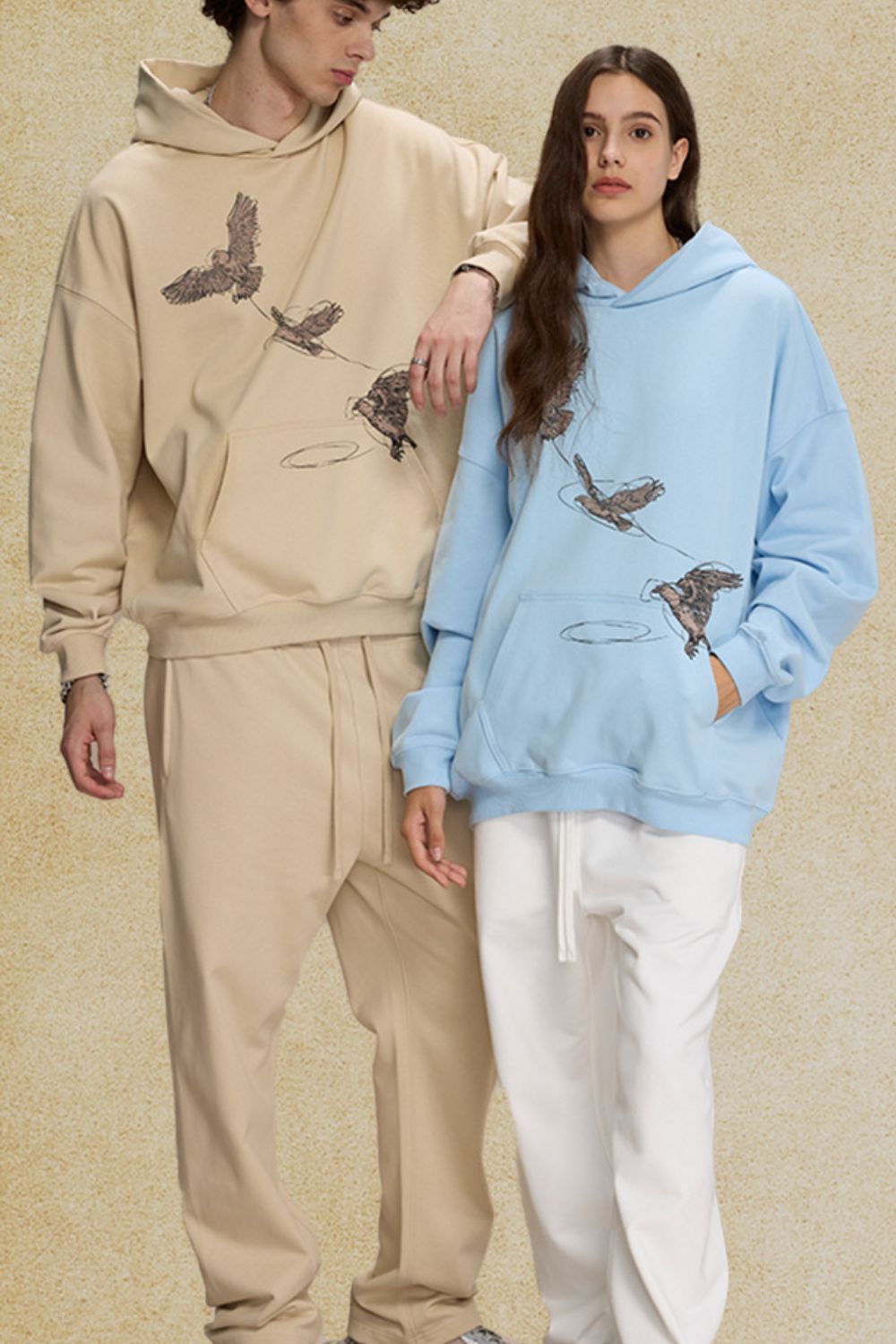 Men's Graphic Long Sleeve Hoodie with Kangaroo Pocket