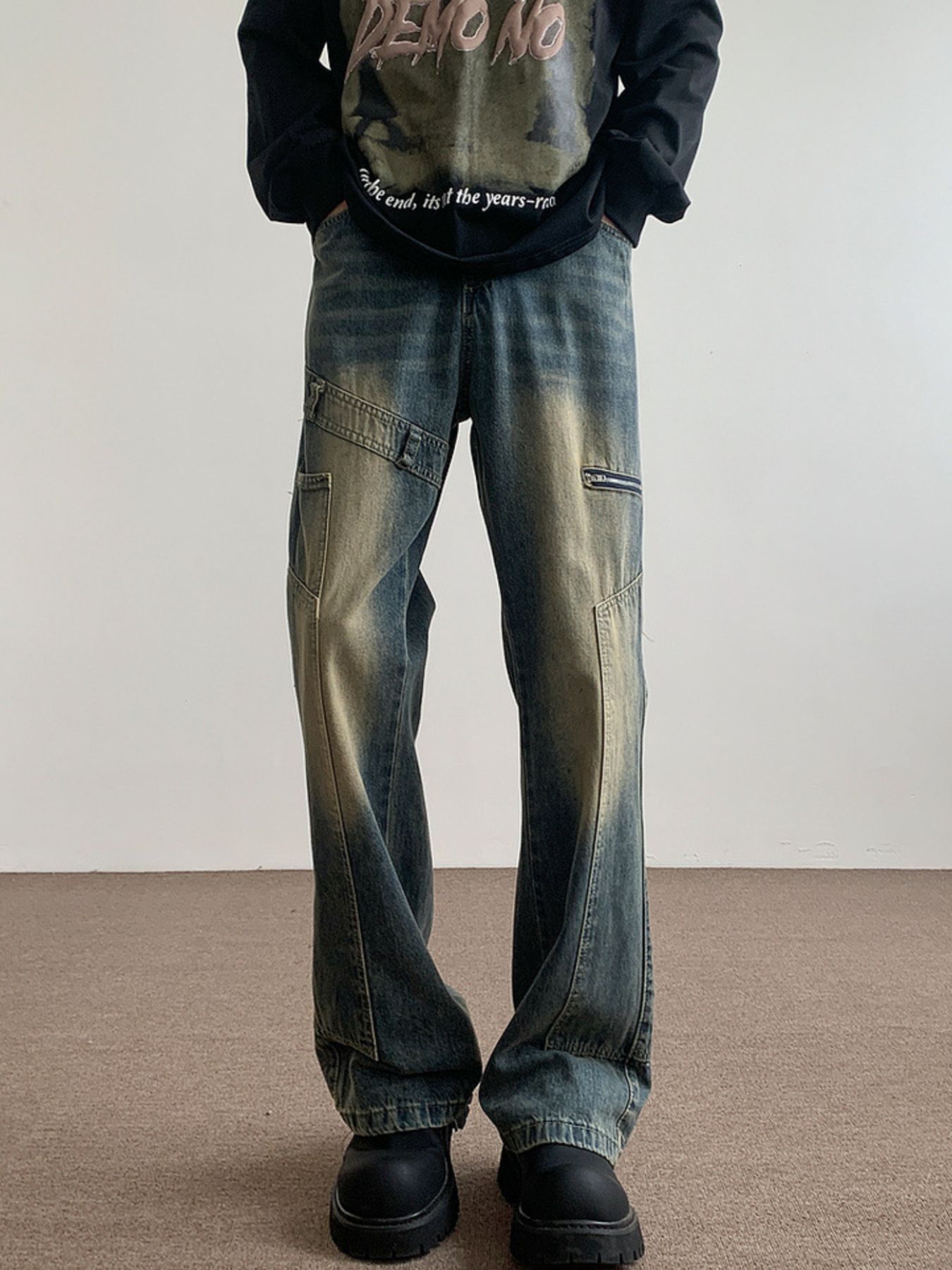 Men's Vintage Wash Flare Jeans