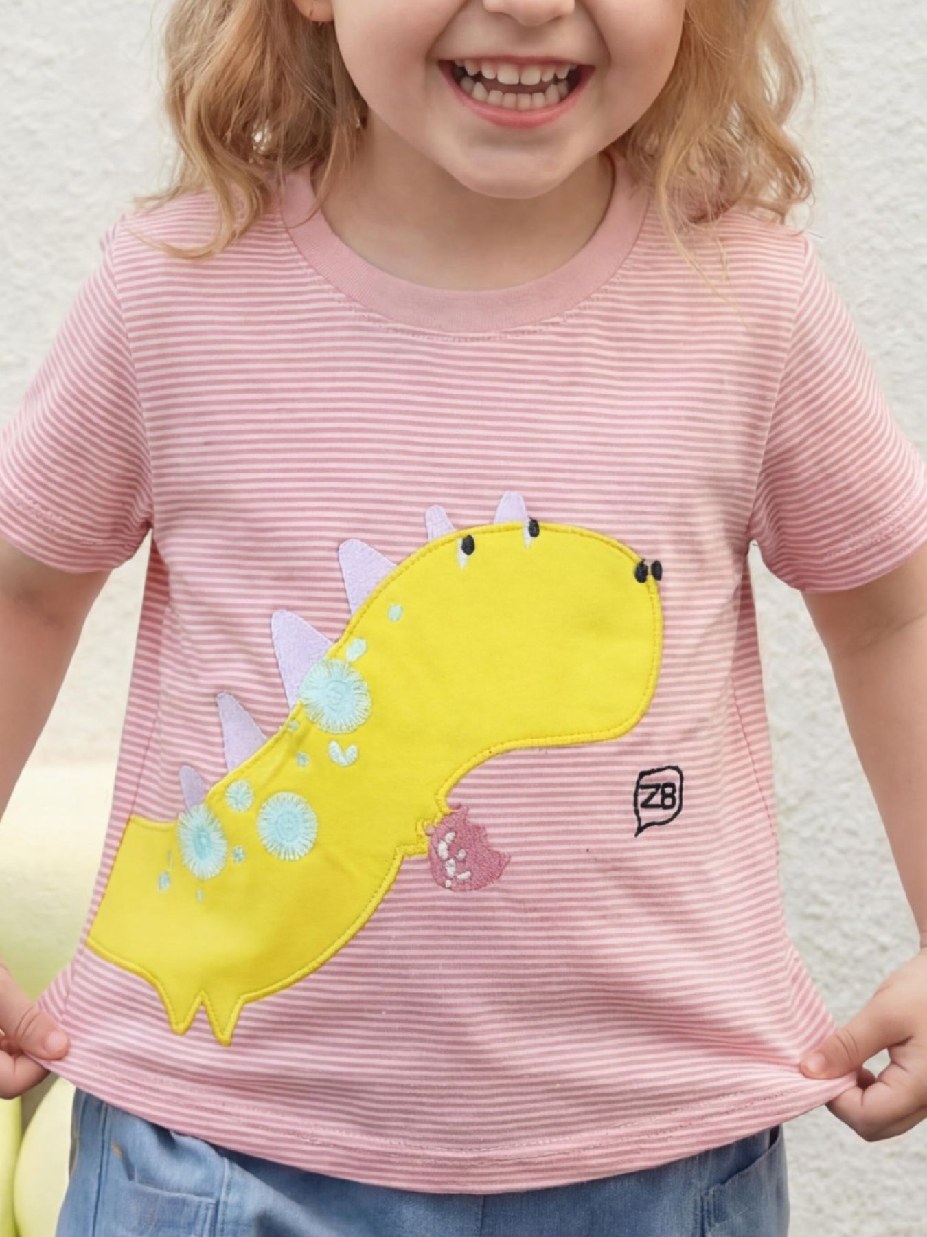 Children's Striped Dinosaur Short Sleeve Tee