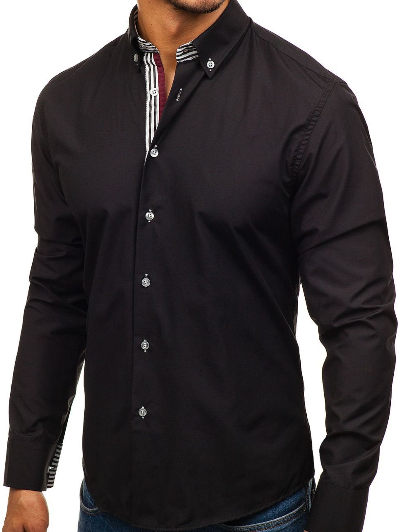 Men's Button-Down Shirt with Striped Detail