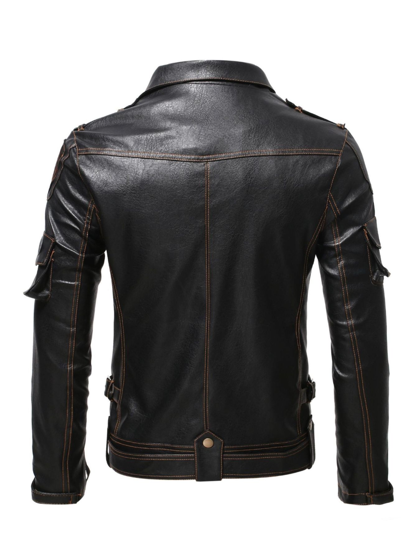 Men's Full Size Faux Leather Motorcycle Jacket Plus Size