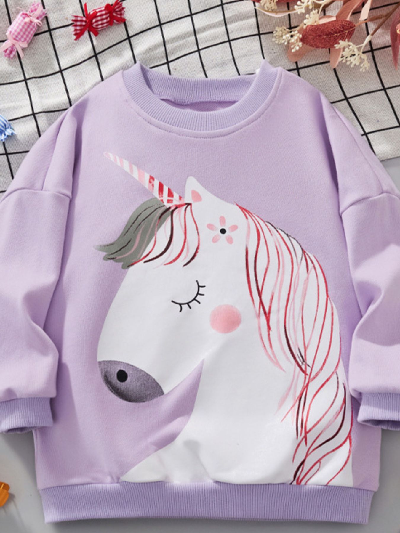 Children's Unicorn Graphic Round Neck Sweatshirt