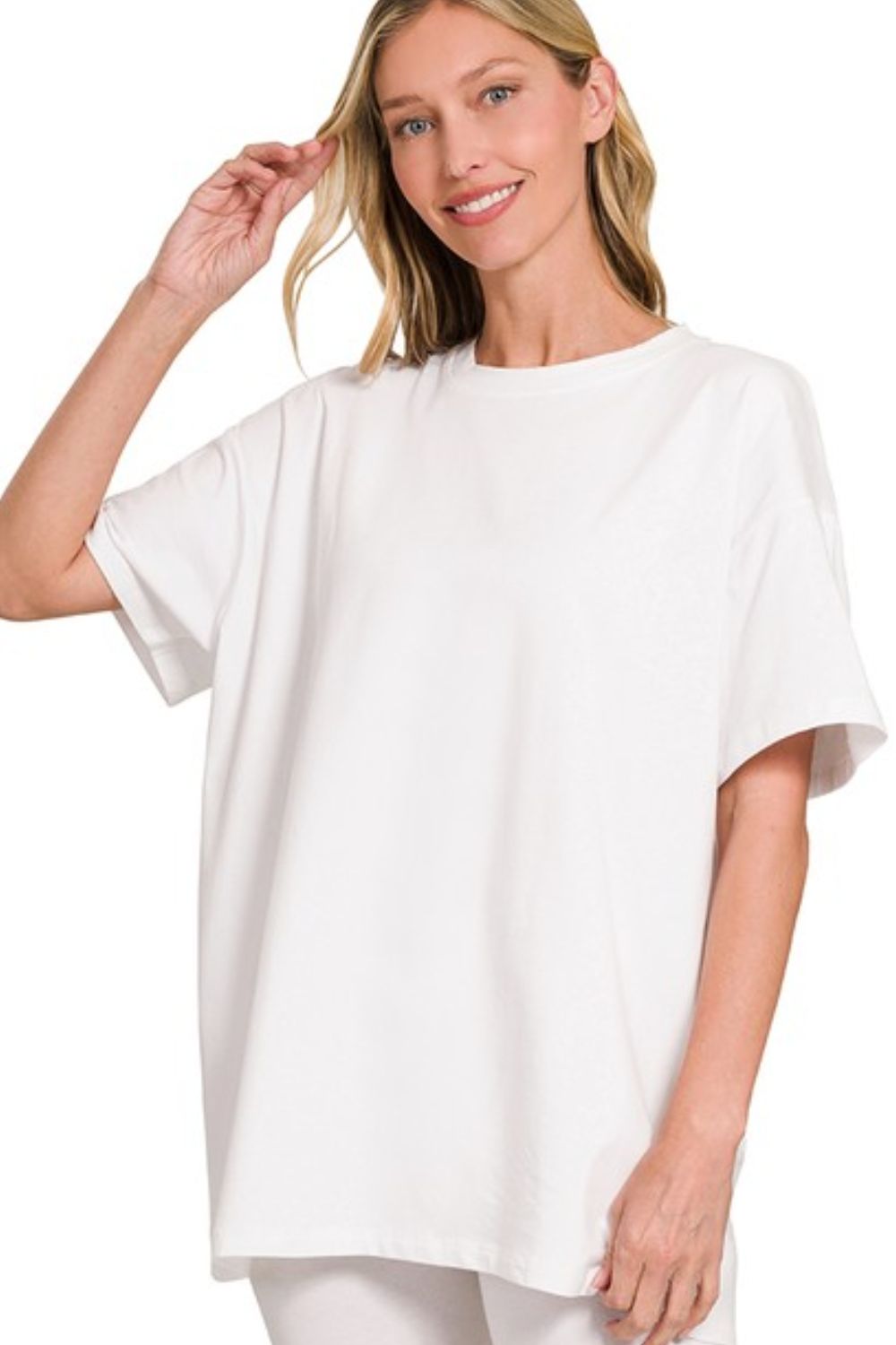 Cotton Round Neck Top & Biker Shorts