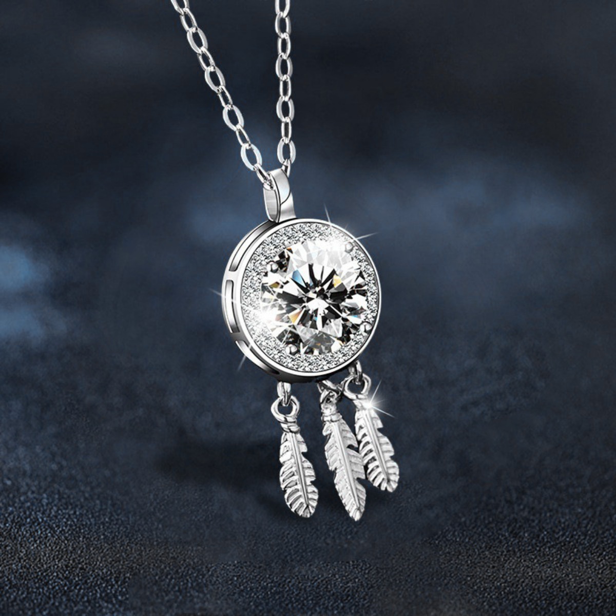 1 Carat Moissanite 925 Sterling Silver Dreamcatcher Pendant Necklace