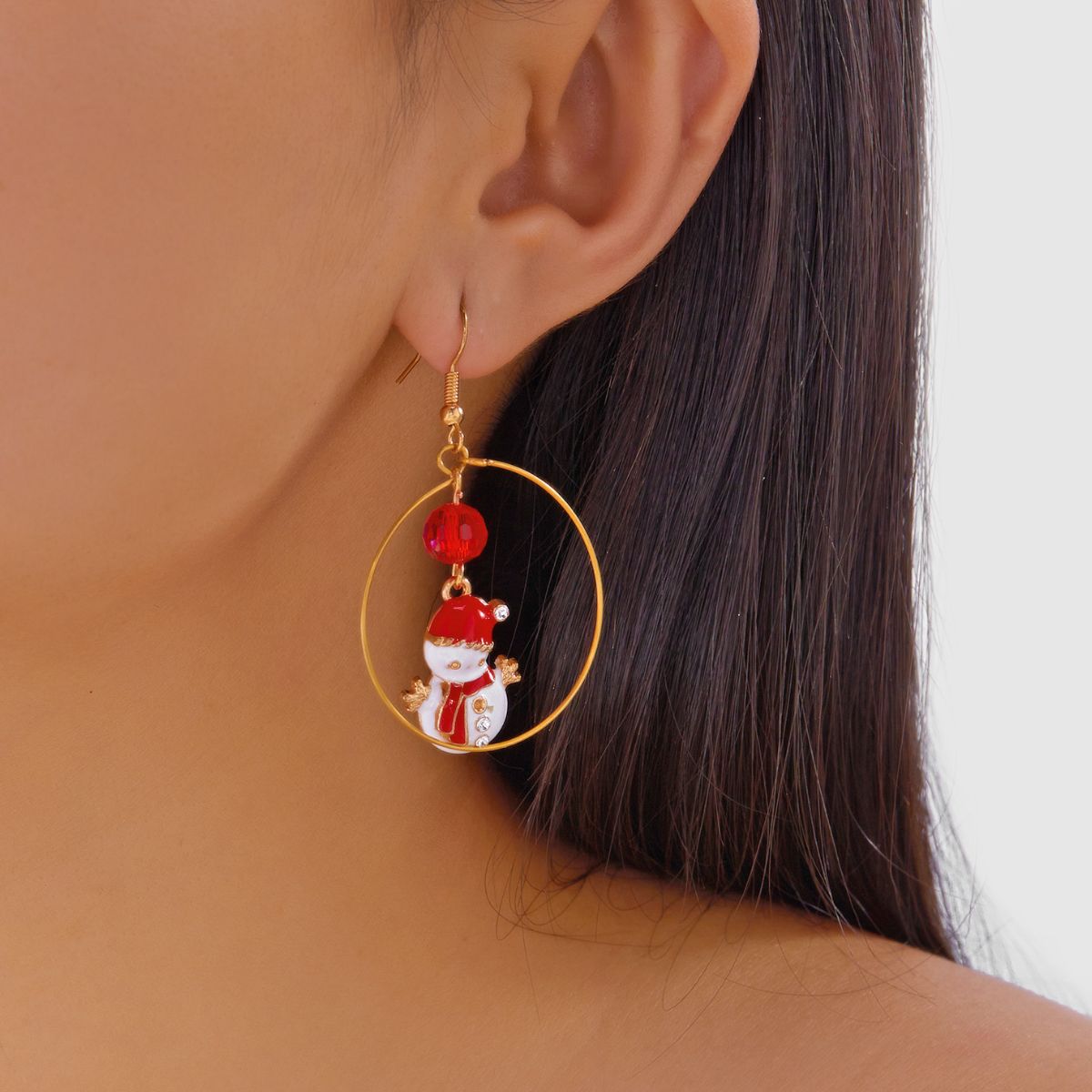 18K Gold-Plated Christmas Snowman Earrings