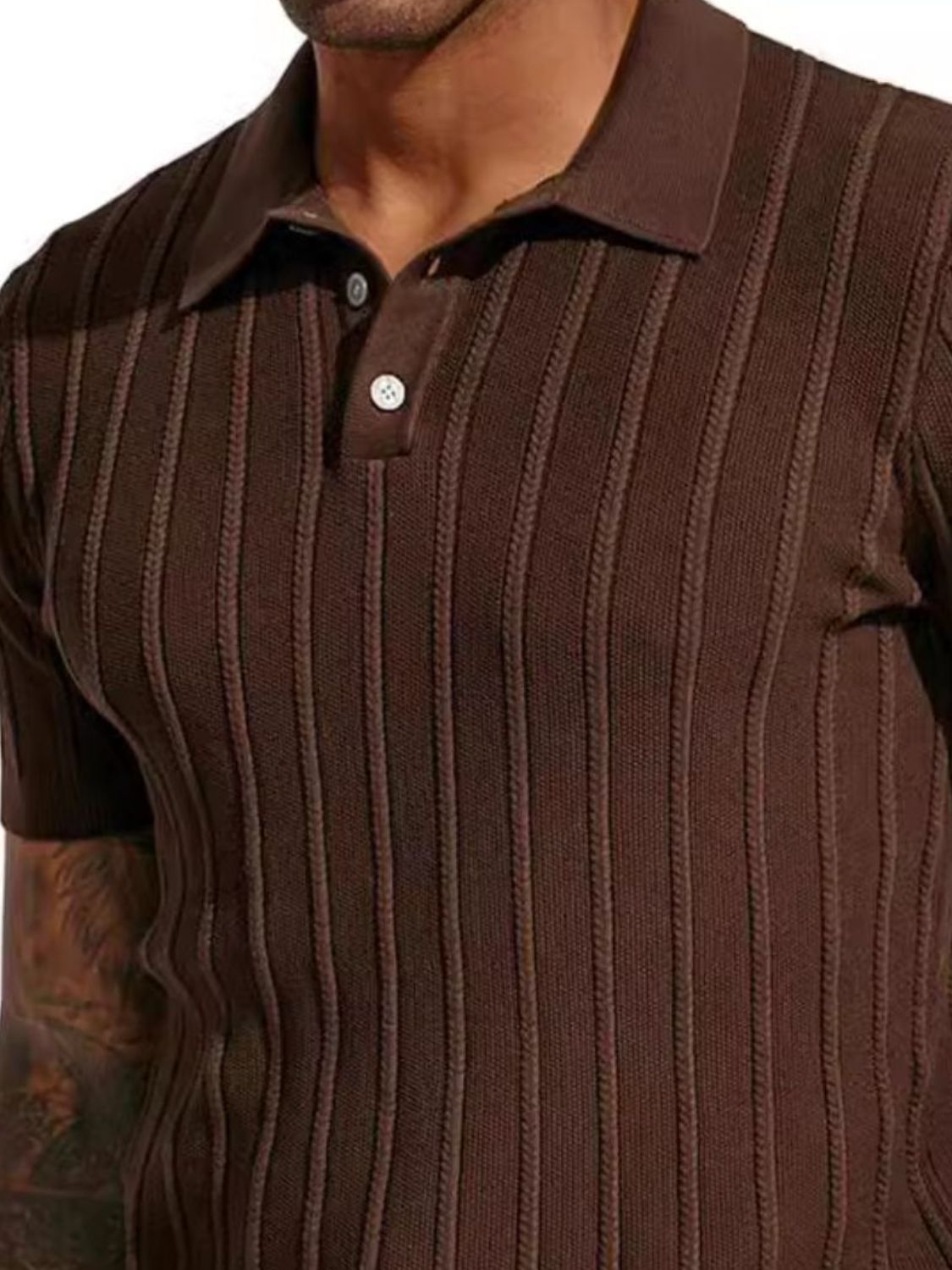 Men's Full Size Button Detail Short Sleeve Polo Plus Size