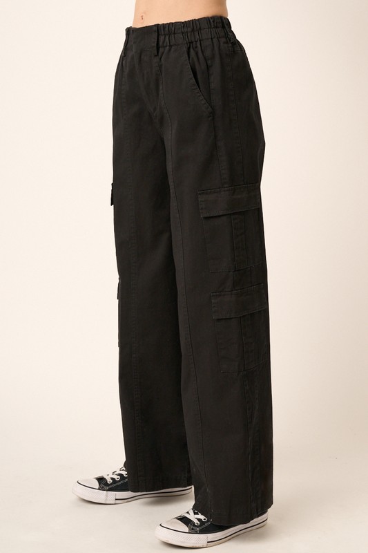 Low Rise Elastic Cover Waistband Cargo Pants