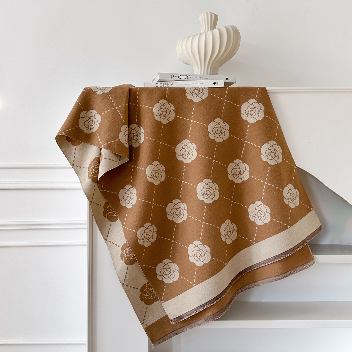 Floral Raw Hem Scaarf