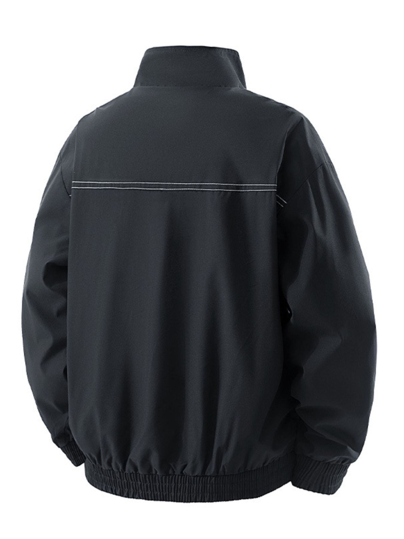 Men's Plus Size Zip Up Contrast Collar Casual Jacket