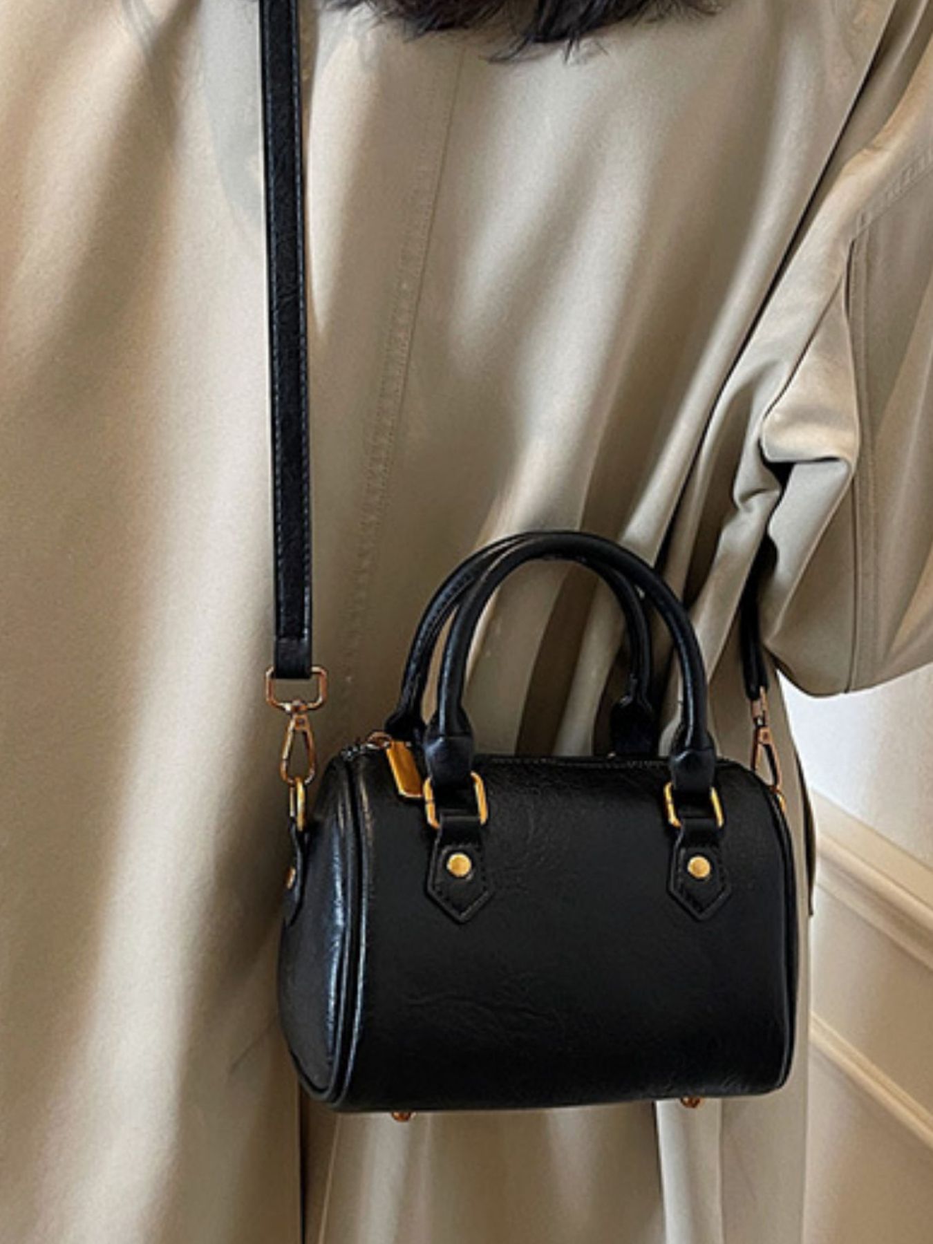 Vintage Style Barrel Crossbody Bag