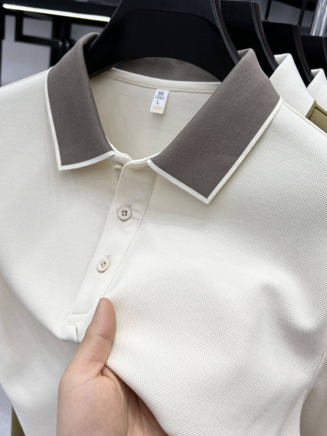 Men's Plus Size Contrast Collar Short Sleeve Polo