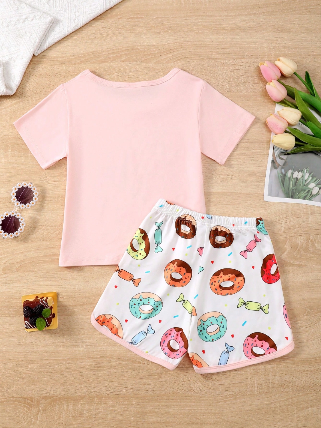 Children's Donut Round Neck Top and Pants Set
