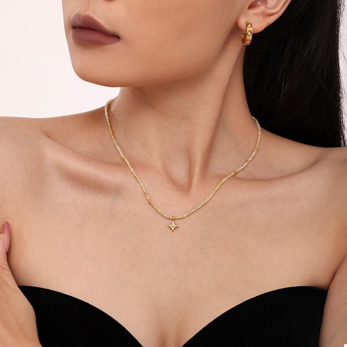 18K Gold-Plated Star Pendant Necklace with Zircon