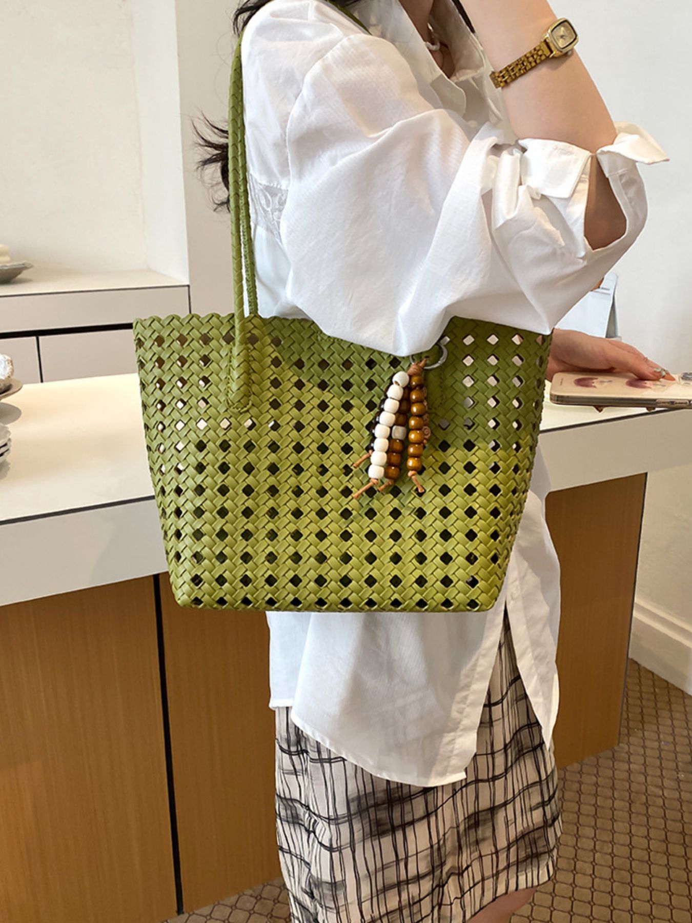 Cutout Leather Shoulder Bag 6