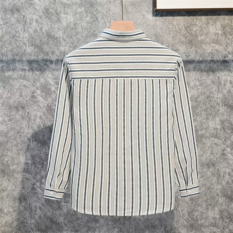 Men's Plus Size Striped Long Sleeve Button-Down Shirt