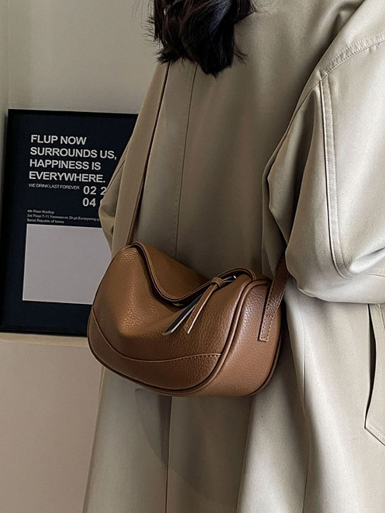 Minimalist Style Leather Crossbody Bag