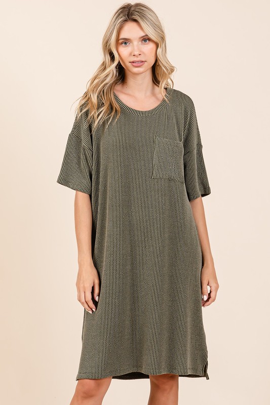 Urban Rib Knit Short Sleeve Tee Dress